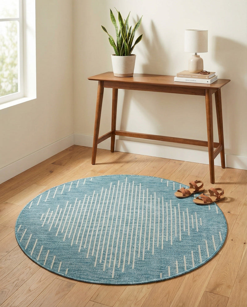Urban Terrace Collection Area Rug -  Chelsea (Light Aqua) Round Light Aqua  lifestyle 25