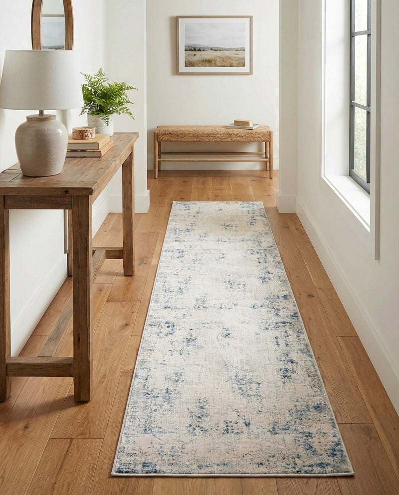 Aegean Elegance Collection Area Rug -  Milos Runner Gray Blue  lifestyle 61