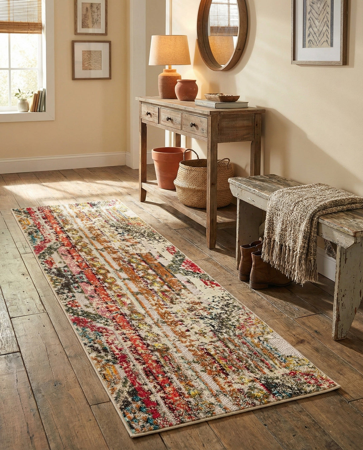 Outdoor Marrakesh Collection Area Rug -  Agadir Runner Multi Beige  lifestyle 117