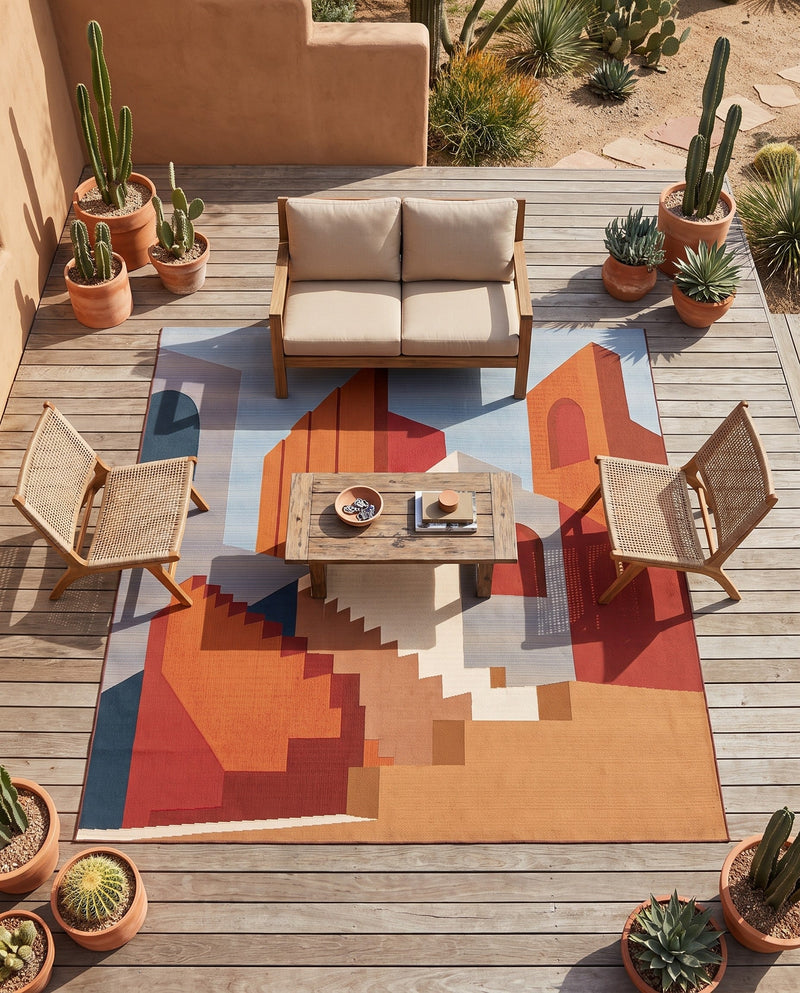 Urban Terrace Collection Area Rug -  Patio Square Multi  lifestyle 71