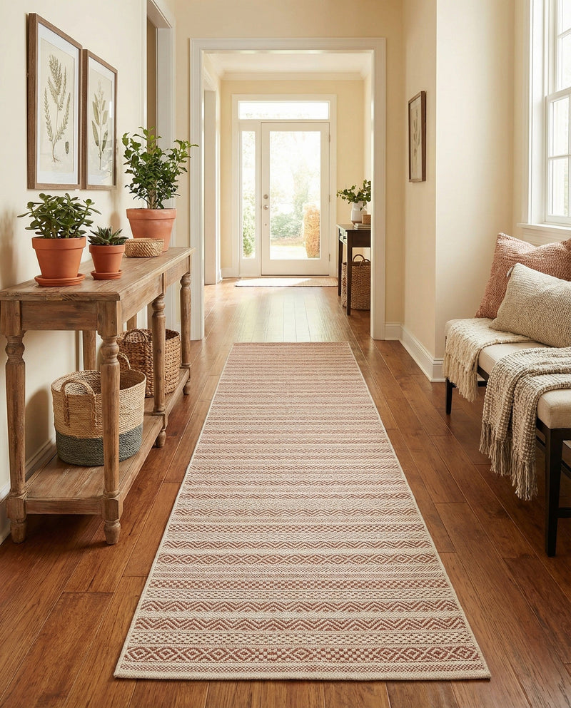 Seaside Stripes Collection Area Rug -  Boardwalk (Red) Runner Red  lifestyle 75
