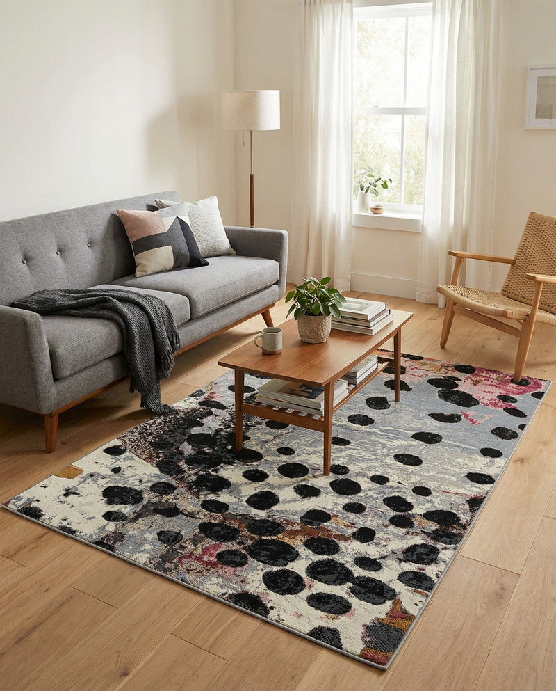 Urban Terrace Collection Area Rug -  Piazza Rectangle White and Black  lifestyle 11