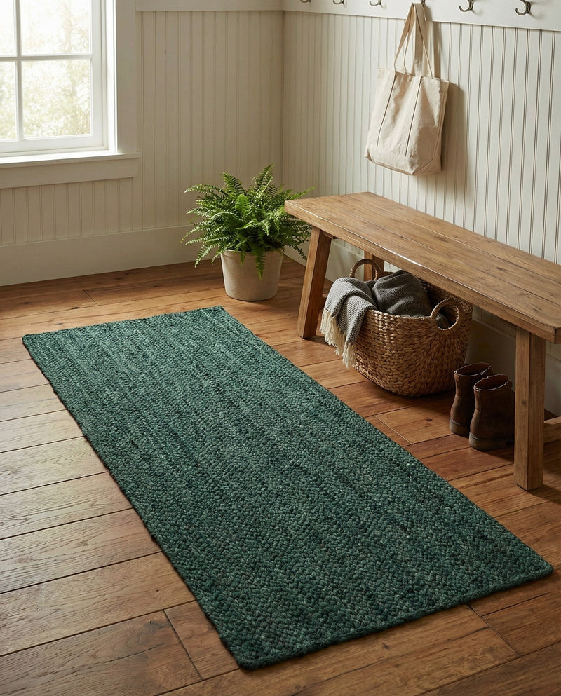Woven Seaside Jute Collection Area Rug - Martha's Runner Green  lifestyle 51