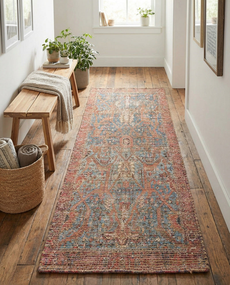 Savannah Threads Collection Area Rug -  Patagonian Runner Antique Blue  lifestyle 46
