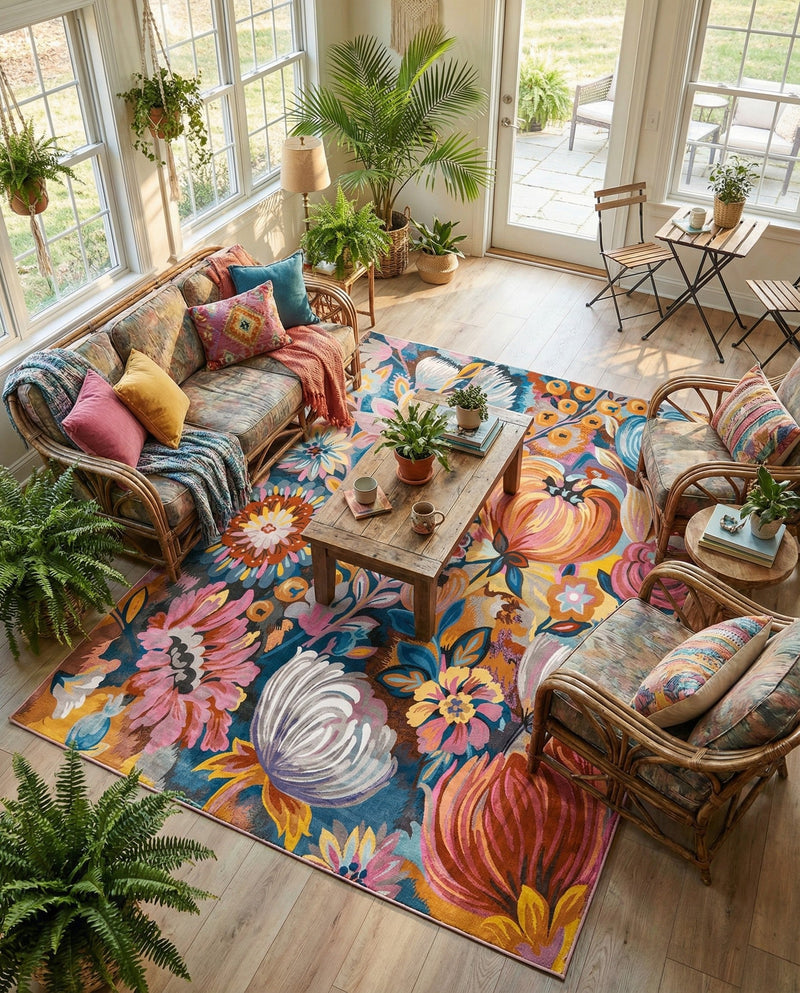 Meadow Breeze Collection Area Rug -  Daffodil Rectangle Multi  lifestyle 4