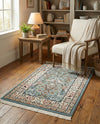 Persian Elegance Collection Area Rug -  Kerman (Blue) Rectangle Blue  lifestyle 28