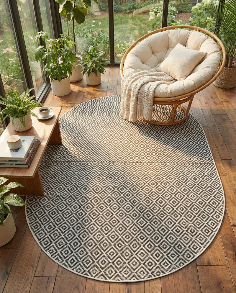 Urban Oasis Rugs Collection Area Rug -  Rooftop (Charcoal Gray) Oval Charcoal Gray  lifestyle 68