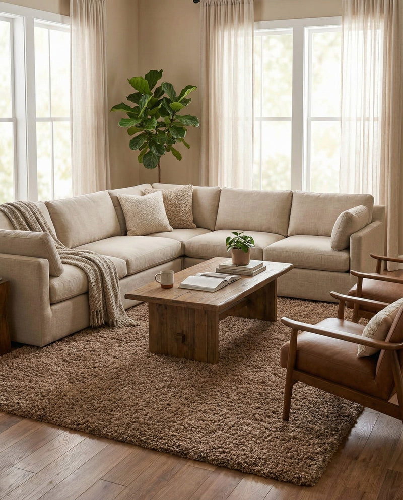 Plush Oasis Collection Area Rug - Serenity (Sandy Brown) Rectangle Sandy Brown  lifestyle 9