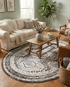 Savannah Elegance Collection Area Rug -  Tybee (Gray) Oval Gray  lifestyle 72