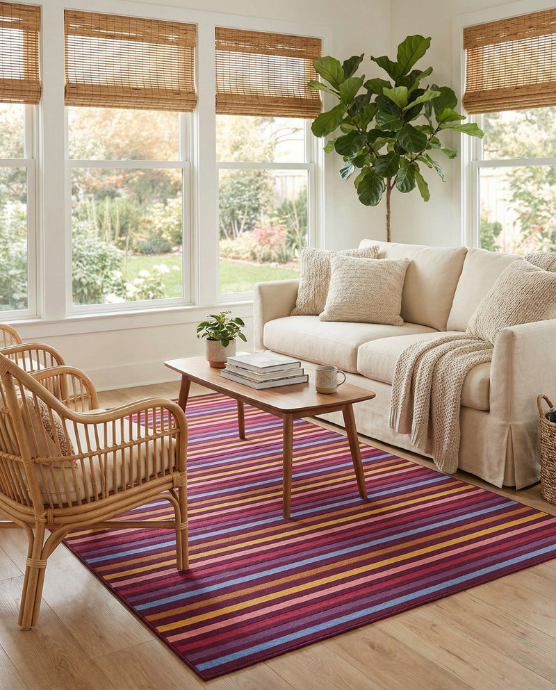 Seaside Stripes Collection Area Rug - Azul Rectangle Multi  lifestyle 34