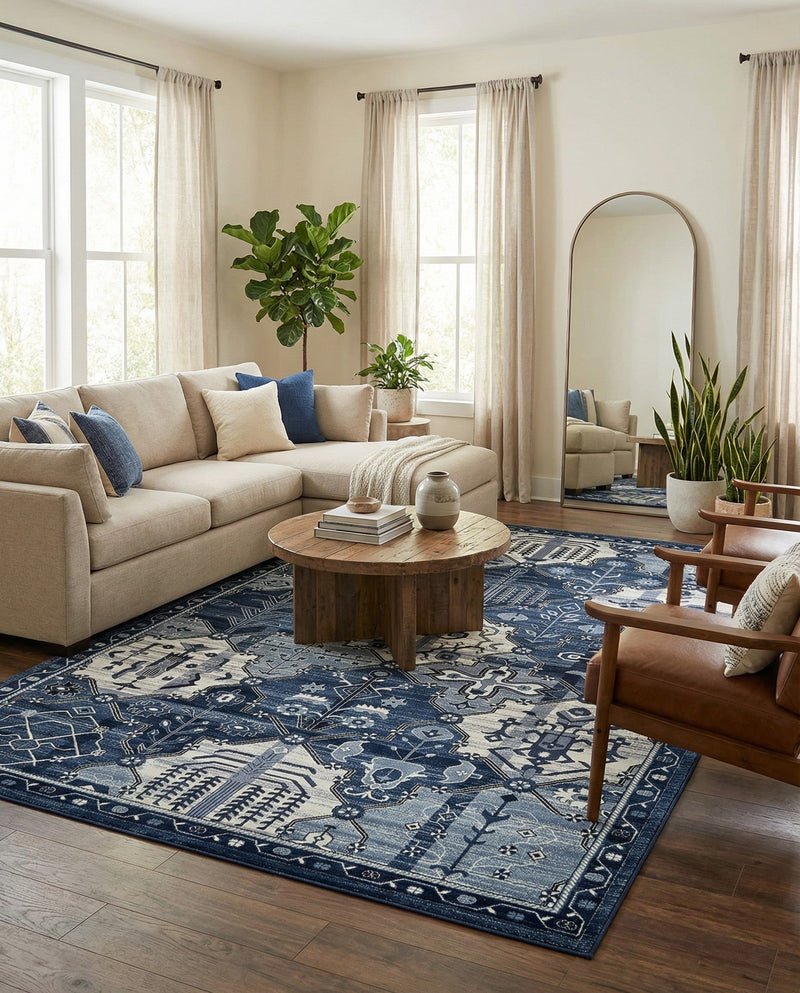 Horizon Collection Area Rug - Dawn Rectangle Blue  lifestyle 34