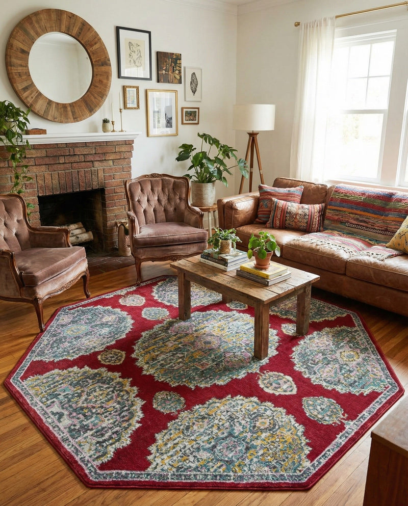 Arcadia Rugs Collection Area Rug -  Atlantis (Red) Octagon Red  lifestyle 68