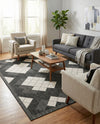 Urban Terrace Collection Area Rug -  Williamsburg Rectangle Black and White  lifestyle 6