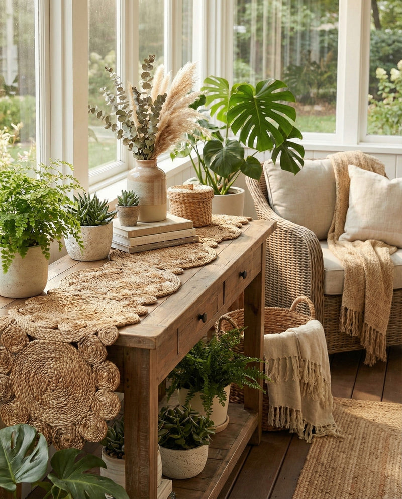 Woven Seaside Jute Collection Area Rug - Whittaker Table Runner Natural  lifestyle 75