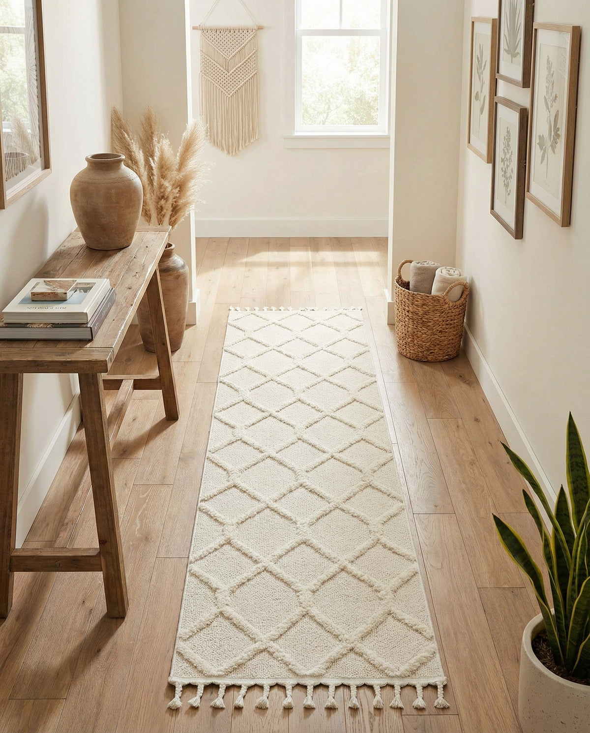Sahara Chic Collection Area Rug -  Tuareg Runner Ivory  lifestyle 144