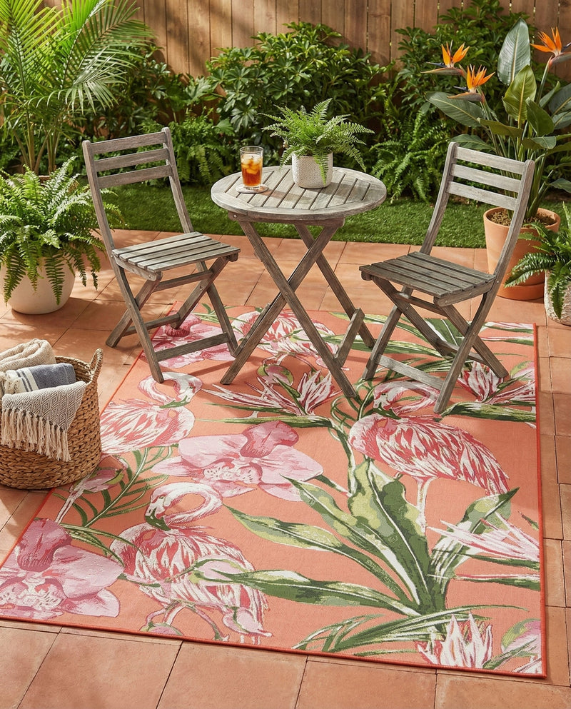 Seaside Blooms Collection Area Rug -  Kyoto Rectangle Coral  lifestyle 23