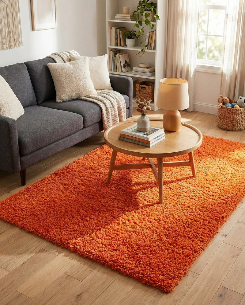 Plush Oasis Collection Area Rug - Serenity (Tiger Orange) Rectangle Tiger Orange  lifestyle 7