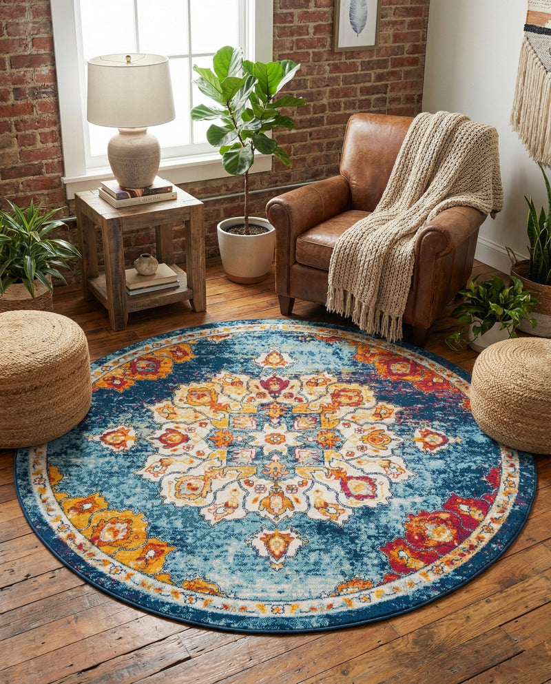 Beverly Grove Collection Area Rug - Melrose (Multi) Round Multi  lifestyle 54