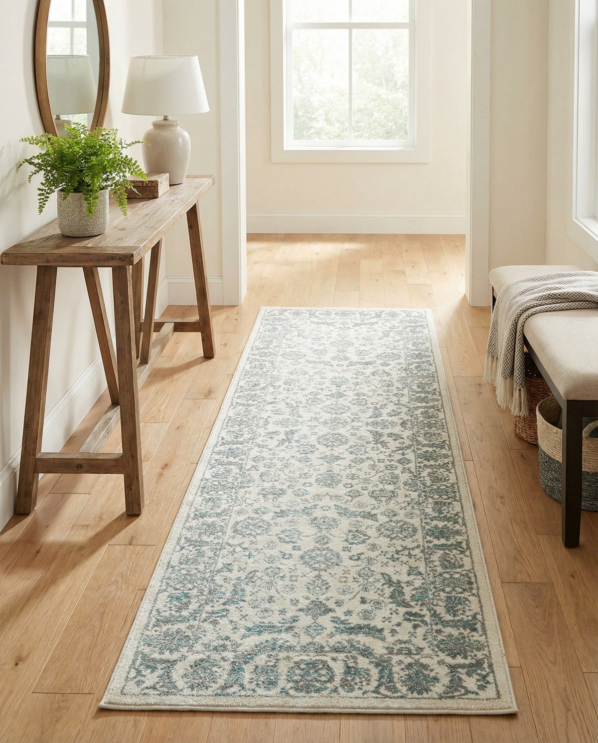 Metro Heights Collection Area Rug -  Astoria Runner Teal  lifestyle 96