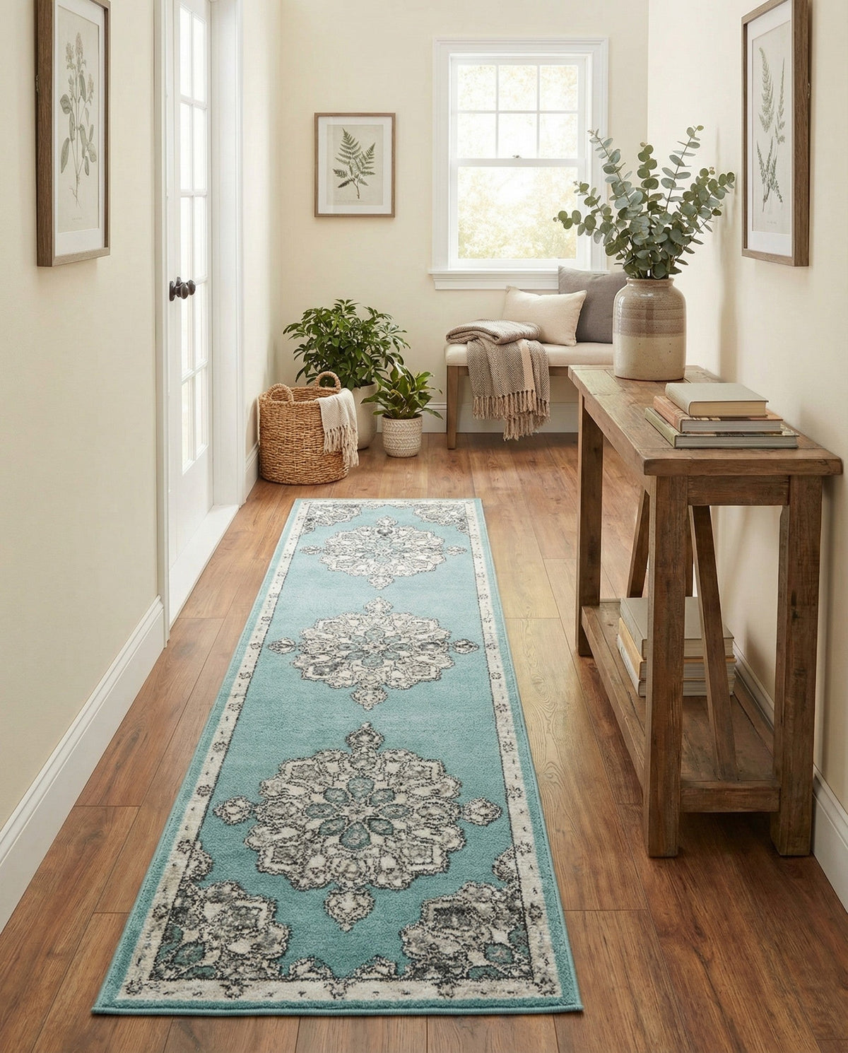Beverly Grove Collection Area Rug - Melrose (Aqua) Runner Aqua  lifestyle 56