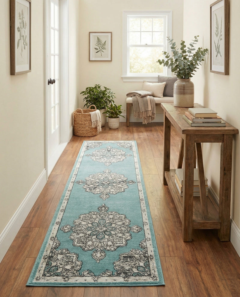 Beverly Grove Collection Area Rug - Melrose (Aqua) Runner Aqua  lifestyle 56
