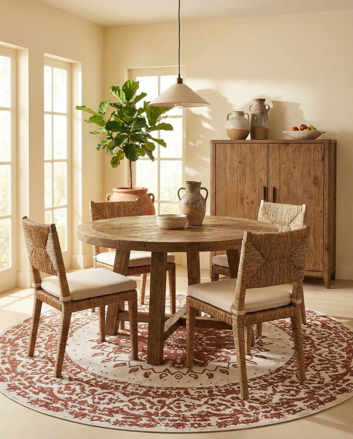 Patio Heritage Collection Area Rug -  Lafayette (Rust Red) Round Rust Red  lifestyle 83