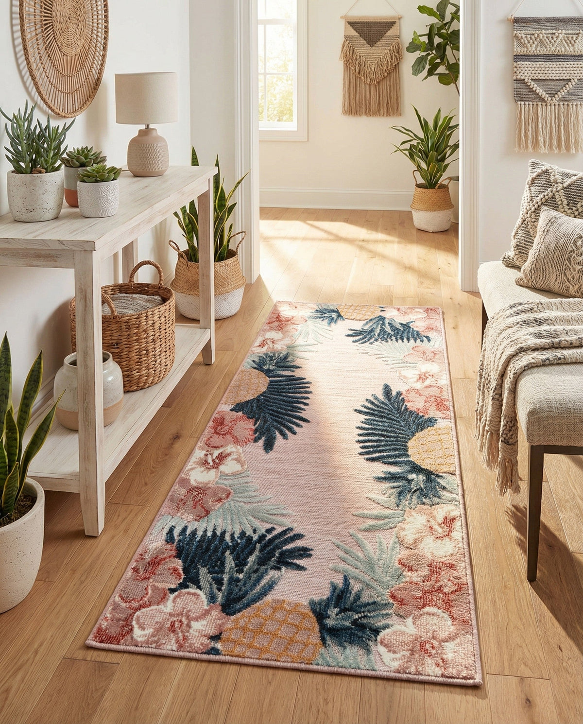 Seaside Blooms Collection Area Rug - Haven Runner Pink  lifestyle 117