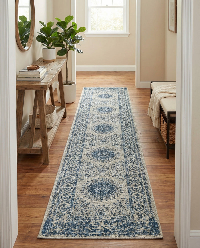 Patio Heritage Collection Area Rug -  Lafayette (Blue) Runner Blue  lifestyle 52