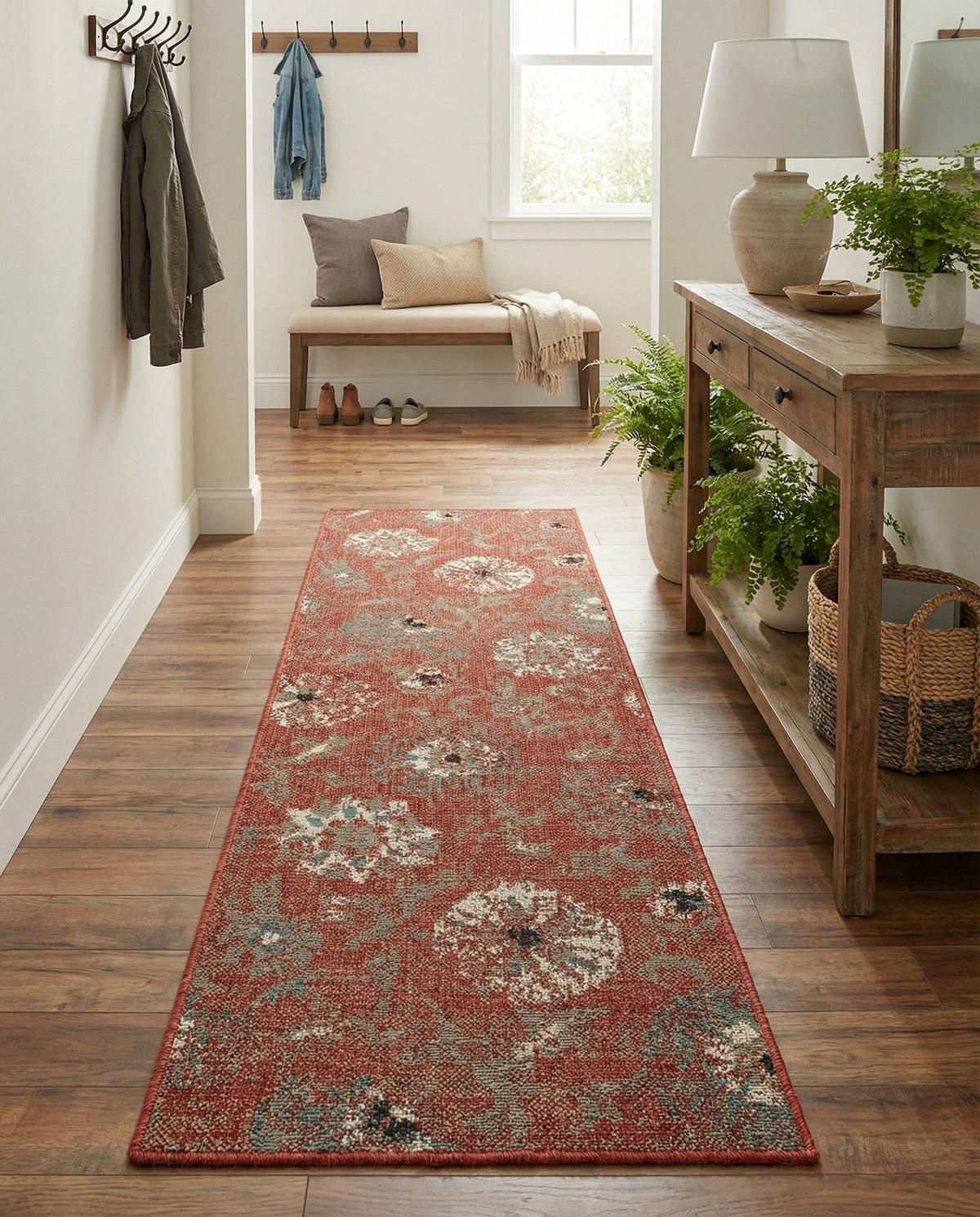 Seaside Blooms Collection Area Rug - Seychelles Runner Terracotta  lifestyle 120