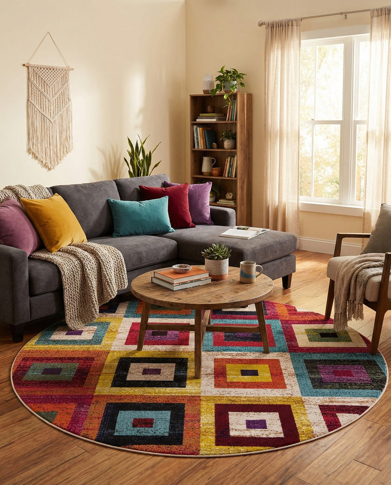 Marrakesh Elegance Collection Area Rug -  Ourika Round Multi  lifestyle 66