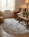 Seville Stripes Collection Area Rug - Cadiz (Blue) Oval Blue  lifestyle 52