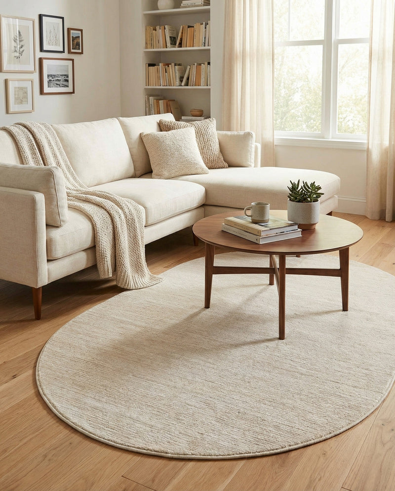 Bloomsbury Elegance Collection Area Rug -  Kensington (Ivory) Oval Ivory  lifestyle 73