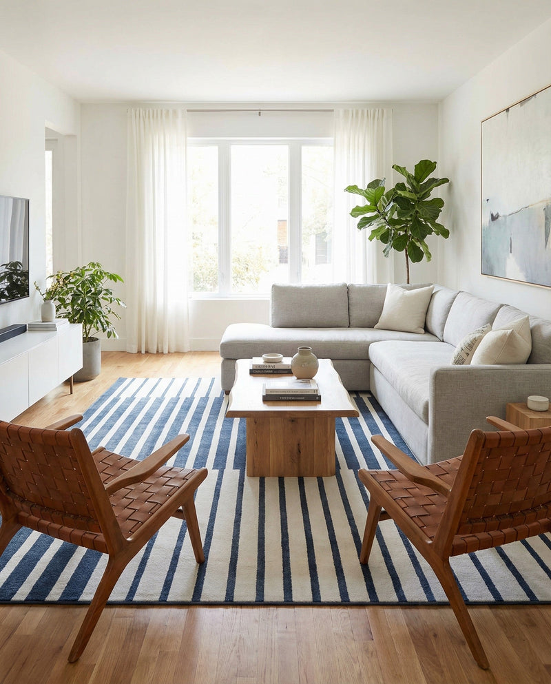Copenhagen Edge Collection Area Rug -  Vesterbro Rectangle Blue  lifestyle 19
