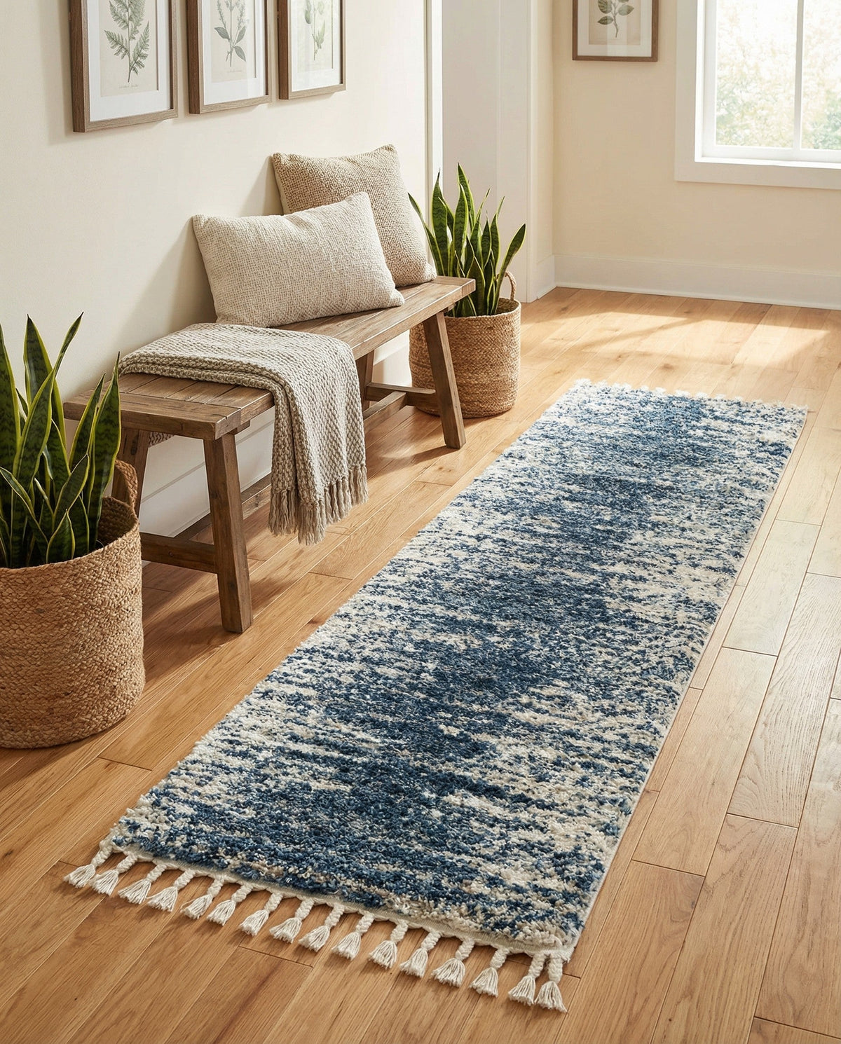 Tranquil Tides Shag Collection Area Rug - Marina Runner Blue  lifestyle 107