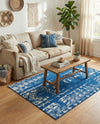 Brighton Stripes Collection Area Rug - Sussex (Navy Blue) Rectangle Navy Blue  lifestyle 12
