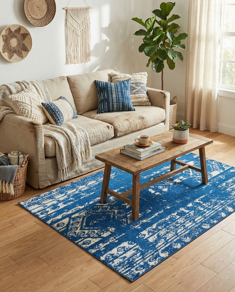 Brighton Stripes Collection Area Rug - Sussex (Navy Blue) Rectangle Navy Blue  lifestyle 12