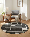 Urban Terrace Collection Area Rug -  Parkside Round Black and White  lifestyle 27