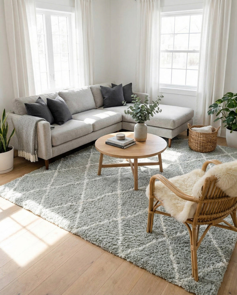 Casablanca Comfort Collection Area Rug -  Tangier Rectangle White Cyan  lifestyle 15