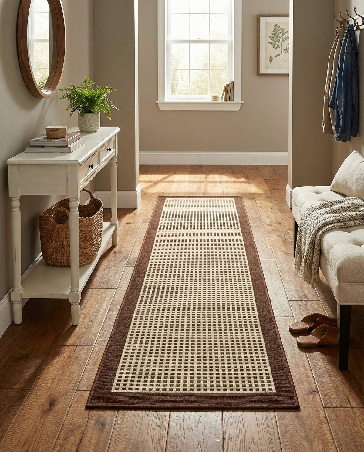 Terrace Fringe Collection Area Rug - Oceanside Runner Brown  lifestyle 73