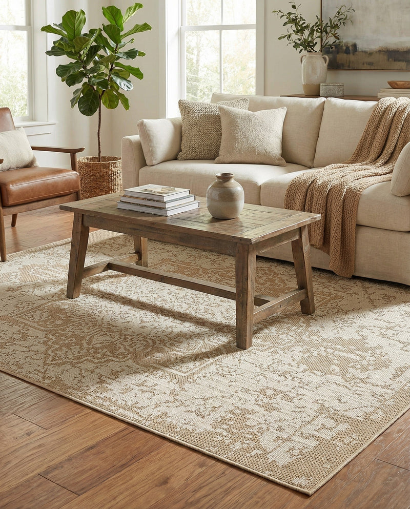 Patio Heritage Collection Area Rug - Santorini Rectangle Khaki  lifestyle 12