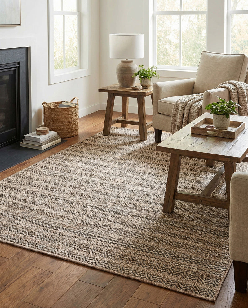 Seaside Stripes Collection Area Rug -  Boardwalk (Natural) Rectangle Natural  lifestyle 26