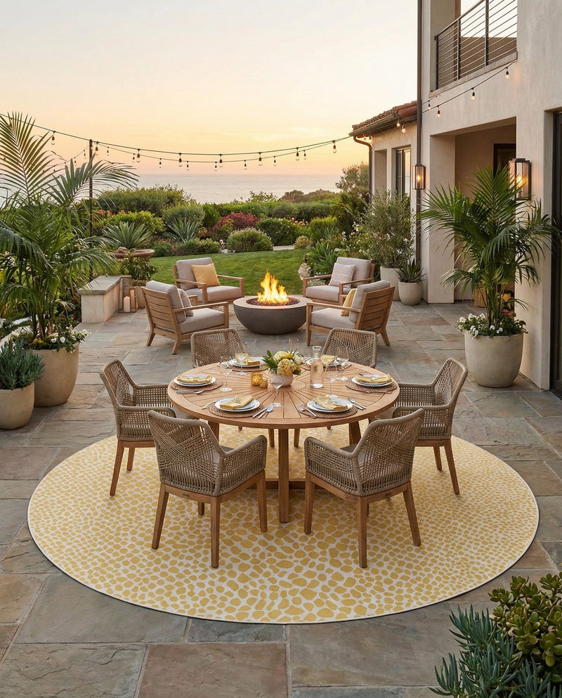 Urban Oasis Rugs Collection Area Rug -  Terrace (Yellow Ivory) Round Yellow Ivory  lifestyle 56