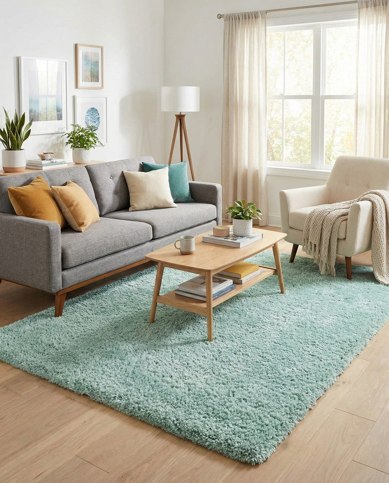 Eternal Plush Oasis Collection Area Rug -  Tranquility (Cyan) Rectangle Cyan  lifestyle 4
