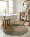 Zagros Oasis Collection Area Rug -  Kermanshah Round Blue  lifestyle 45