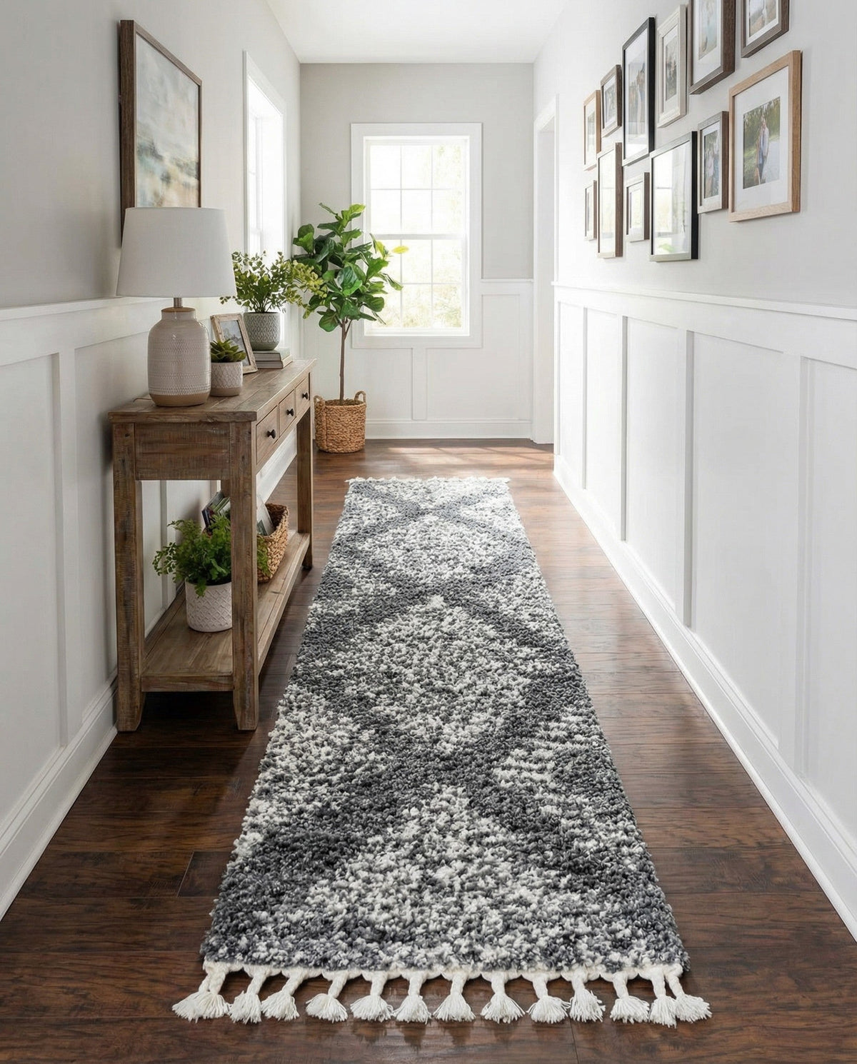 Tranquil Tides Shag Collection Area Rug -  Azure Runner Gray  lifestyle 96