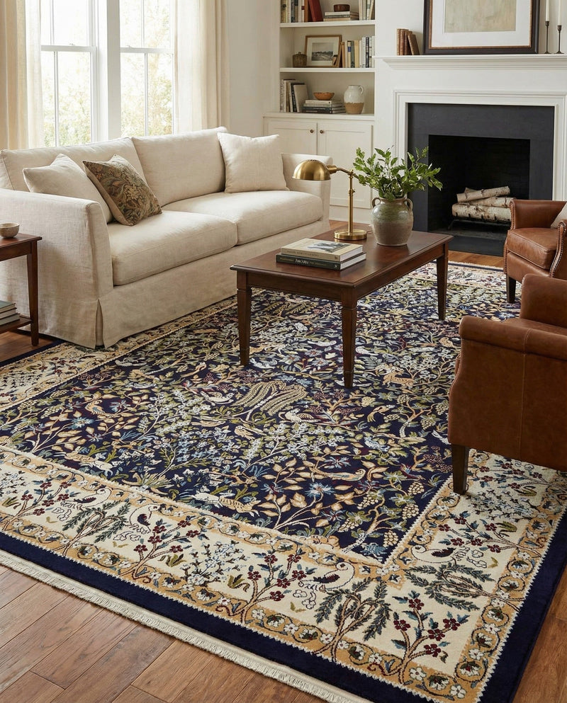 Persian Elegance Collection Area Rug -  Kerman (Navy Blue) Rectangle Navy Blue  lifestyle 7