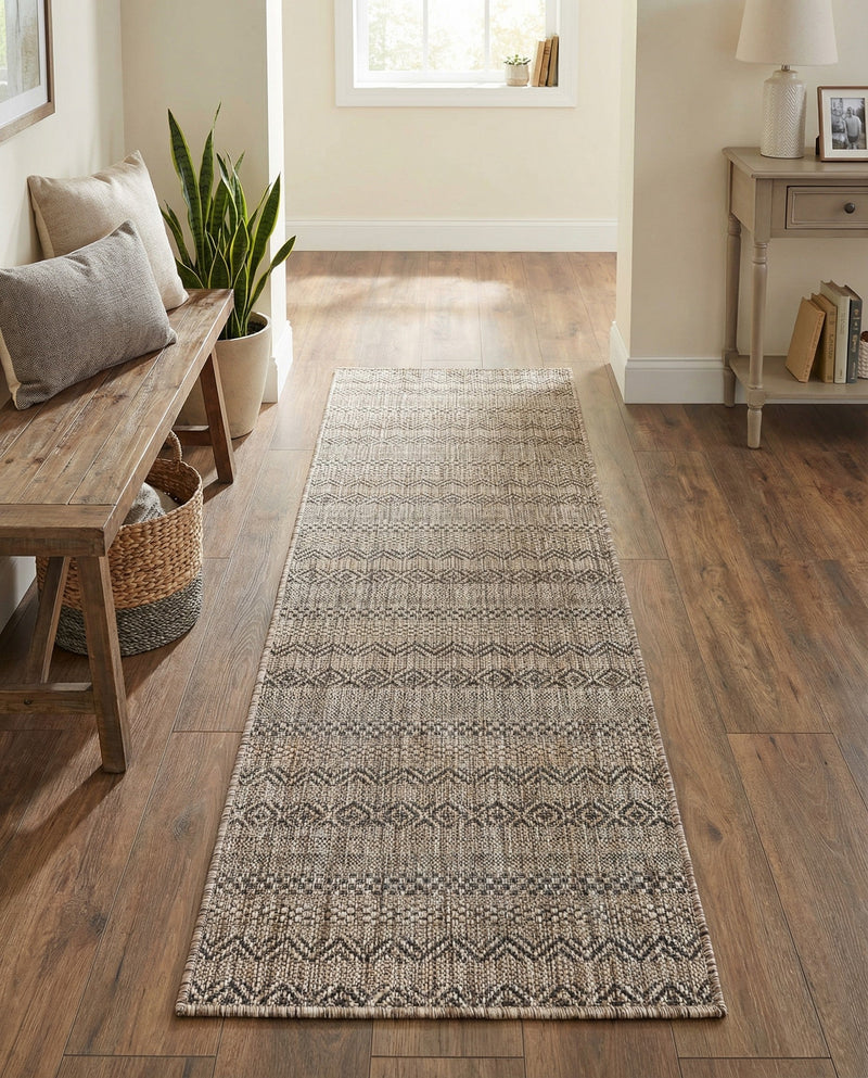 Seaside Stripes Collection Area Rug -  Boardwalk (Natural) Runner Natural  lifestyle 39
