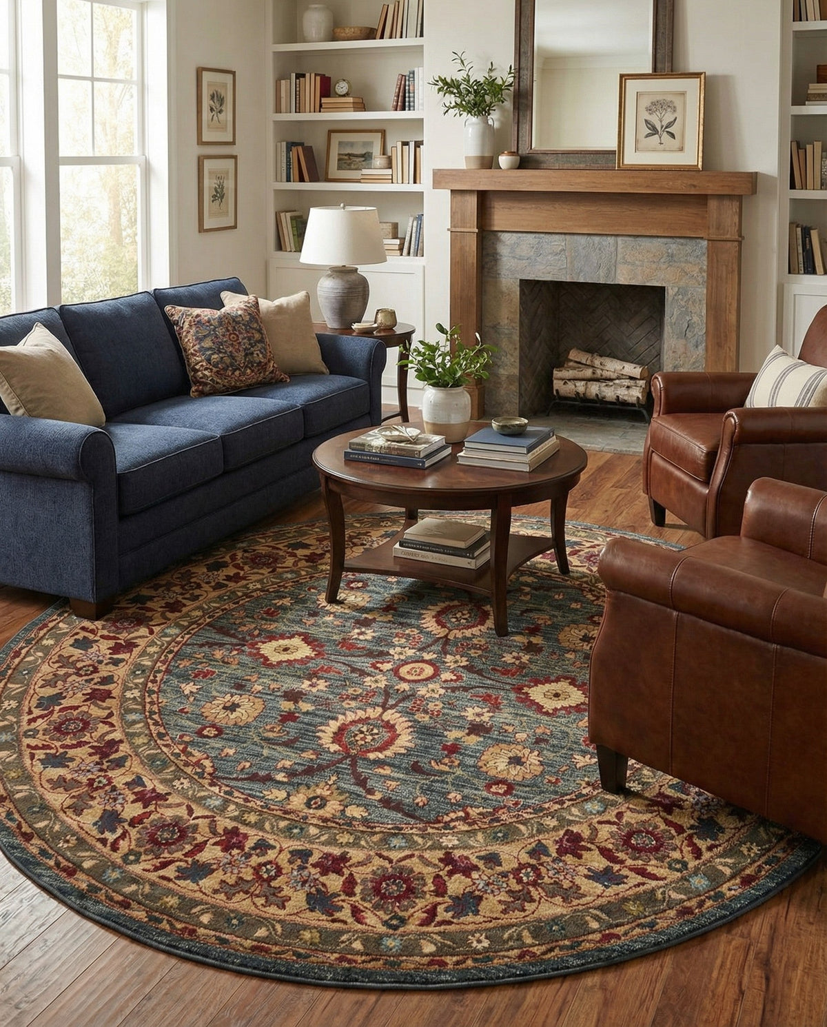 Chelsea Elegance Collection Area Rug -  Osterley Round Blue  lifestyle 183