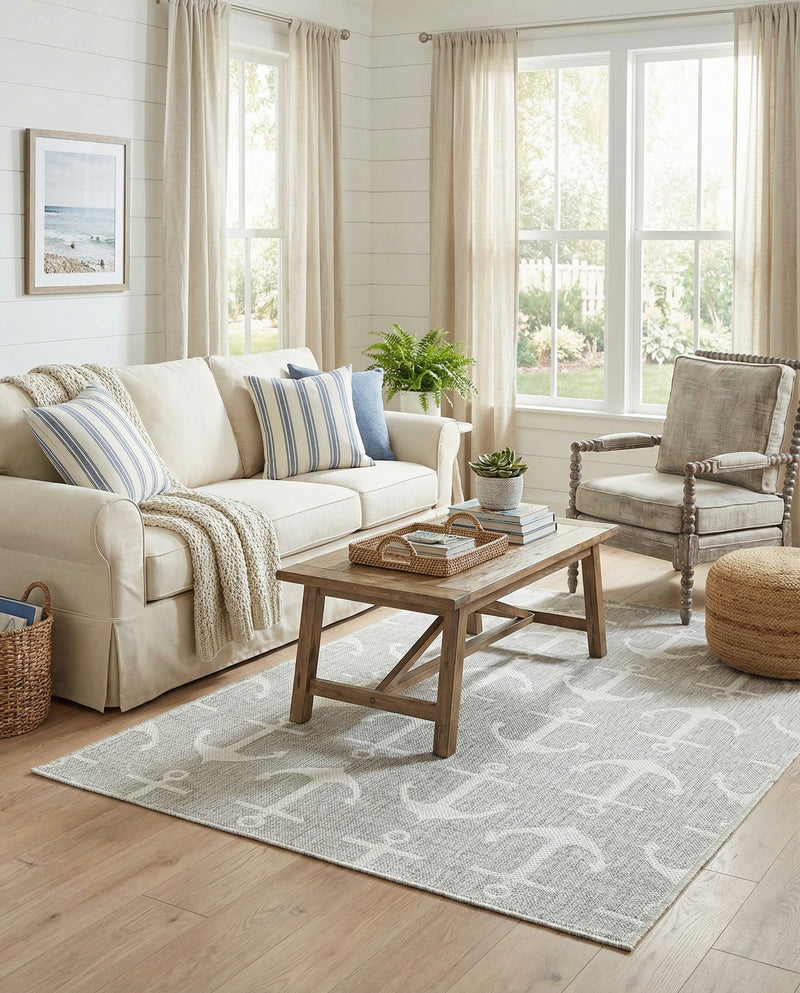 Seaside Haven Rugs Collection Area Rug - Sapphire (Gray) Rectangle Gray  lifestyle 20