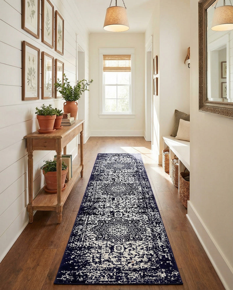 Georgetown Rugs Collection Area Rug - Dupont (Navy Blue) Runner Navy Blue  lifestyle 41